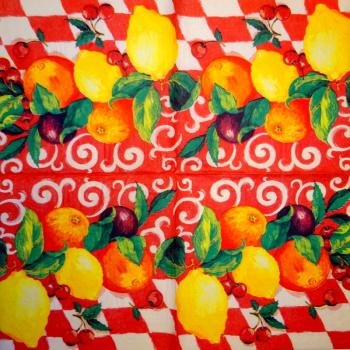 053 Lemons,  Oranges - 3 ply (red) - Stewo